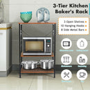 3-Tier Kitchen Baker's Rack Microwave Oven Stand Storage Shelf with10 Hook-Coffee