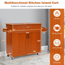 Rolling Kitchen Island Cart with Towel and Spice Rack-Cherry