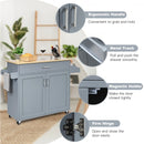 Rolling Kitchen Island Cart with Towel and Spice Rack-Gray