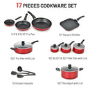 17 Pieces Hard Anodized Nonstick Cookware Pots and Pans Set