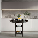 36.5" Counter Height Dining Table with 42" Round Tabletop and 2-Tier Storage Shelf