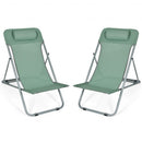Portable Beach Chair Set of 2 with Headrest -Green