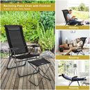 4 Pieches Patio Adjustable Back Folding Dining Chair Ottoman Set-Black