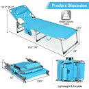 Folding Beach Lounge Chair with Pillow for Outdoor-Turquoise