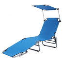 Adjustable Outdoor Beach Patio Pool Recliner with Sun Shade-Navy