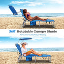 Adjustable Outdoor Beach Patio Pool Recliner with Sun Shade-Navy