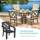 4 Pieces Outdoor Dining Chairs with Removable Cushions and Rustproof Steel Frame-Beige