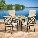 4 Pieces Outdoor Dining Chairs with Removable Cushions and Rustproof Steel Frame-Beige