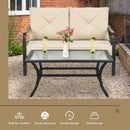 2 PCS Patio Outdoor Cushioned  Sofa Bench with Coffee Table-Beige
