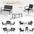 4 PCS Patio Furniture Set Sofa Coffee Table Steel Frame Garden-Gray