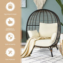 Oversized Patio Rattan Egg Lounge Chair with 4 Cushions-Beige
