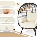 Oversized Patio Rattan Egg Lounge Chair with 4 Cushions-Beige