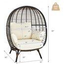 Oversized Patio Rattan Egg Lounge Chair with 4 Cushions-Beige