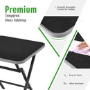 Patio Folding Square Dining Table with Aluminum Frame and Tempered Glass top