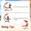 Patio Hanging Hammock Chaise Lounge Chair with Canopy Cushion for Outdoors-Orange