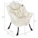 Modern Polyester Fabric Lazy Chair with Side Pocket-Beige