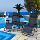 3 Pieces Folding Portable Zero Gravity Reclining Lounge Chairs Table Set-Navy