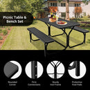 Picnic Table Bench Set for Outdoor Camping -Black