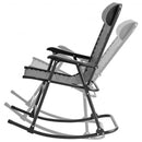 Outdoor Patio Headrest Folding Zero Gravity Rocking Chair-Gray