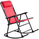 Outdoor Patio Headrest Folding Zero Gravity Rocking Chair-Red