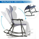 3 Pcs Outdoor Folding Rocking Chair Table Set with Cushion-Blue