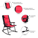 3 Pcs Outdoor Folding Rocking Chair Table Set with Cushion-Black&Red
