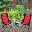 3 Pcs Outdoor Folding Rocking Chair Table Set with Cushion-Black&Red