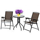 3 Pieces Bistro Patio Garden Furniture Set of Round Table and Folding Chairs