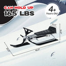 Kids Snow Sled with Steering Wheel and Double Brakes Pull Rope-Black