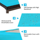 2 Pcs Patio Rattan Adjustable Back Lounge Chair with Armrest and Removable Cushions-Turquoise