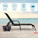 2 Pcs Outdoor Patio Lounge Chair Chaise Fabric with Adjustable Reclining Armrest