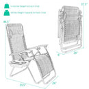 2 pcs Folding Recliner Zero Gravity Lounge Chair - Black