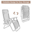 Outdoor Folding Zero Gravity Reclining Lounge Chair with Utility Tray-Brown