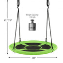 40" 770 lbs Flying Saucer Tree Swing Kids Gift with 2 Tree Hanging Straps-Green
