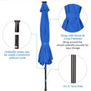 10' Solar LED Lighted Patio Market Umbrella Shade Tilt Adjustment Crank-Blue