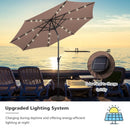 10FT Patio Solar Umbrella LED Patio Market Steel Tilt W- Crank Outdoor New-Tan