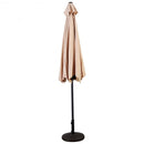 10FT Patio Umbrella 6 Ribs Market Steel Tilt W- Crank Outdoor Garden without Weight Base-beige