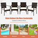 Set of 4 Patio Rattan Stackable Dining Chair with Cushioned Armrest for Garden