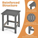 15" Patio Square Wooden Slat End Side Coffee Table for Garden-Gray