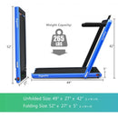 2 in 1 Folding Treadmill with Bluetooth Speaker Remote Control-Navy
