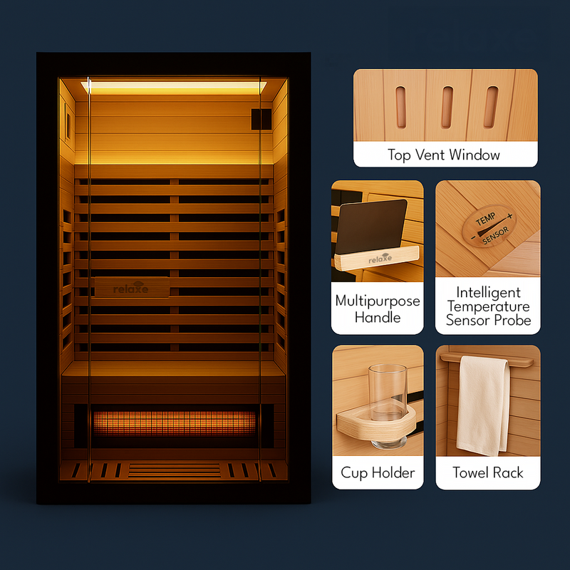 Relaxe Caldera™ Full Spectrum Infrared Sauna With Red Light Therapy Panel