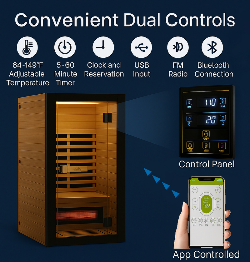 Relaxe Caldera™ Full Spectrum Infrared Sauna With Red Light Therapy Panel