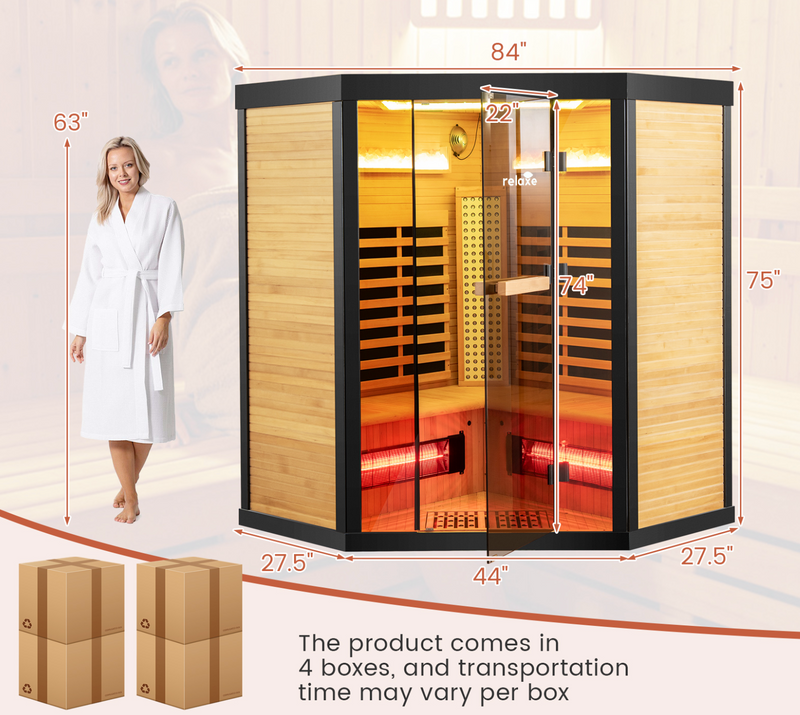 Relaxe Caldera™ Full Spectrum Infrared Sauna With Red Light Therapy Panel