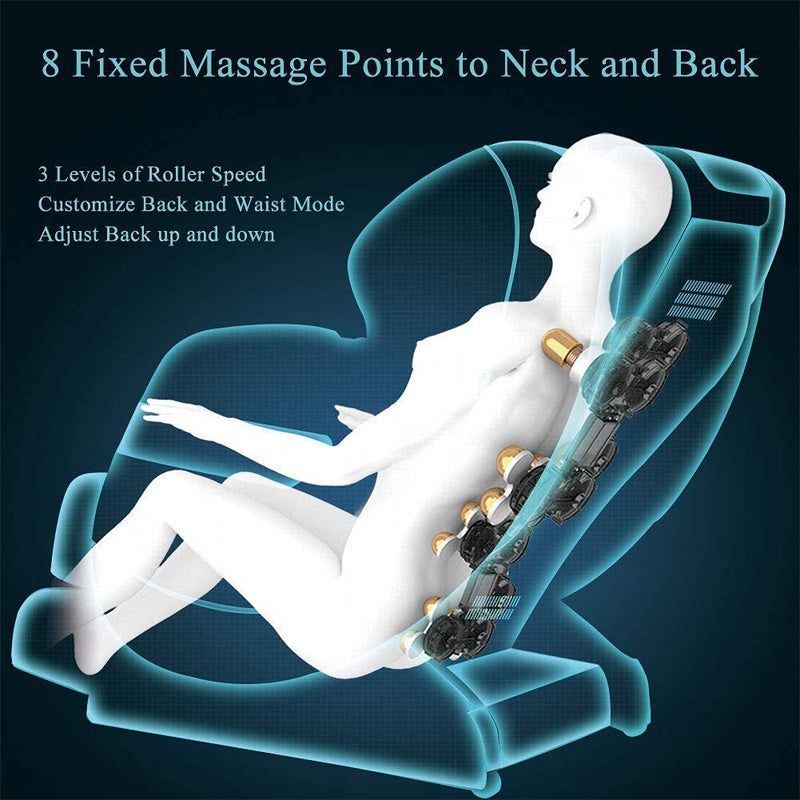 Real Relax Massage Chair, Full Body Zero Gravity Shiatsu Massage Recliner with Bluetooth Heat Foot Roller, FAVOR-03 Plus(Brown and Khaki) Brown
