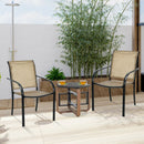 Set of 4 Patio Dining Chairs Stackable with Armrest and Backrest-Brown