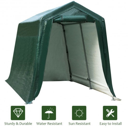 7' x 12' Outdoor Enclosed Carport Shed with All-Steel Metal Frame and Waterproof Ripstop Cover