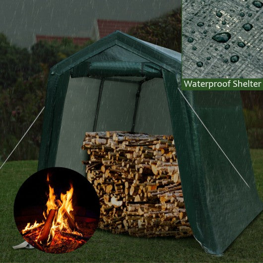7' x 12' Outdoor Enclosed Carport Shed with All-Steel Metal Frame and Waterproof Ripstop Cover