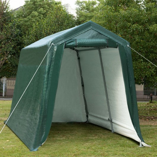 7' x 12' Outdoor Enclosed Carport Shed with All-Steel Metal Frame and Waterproof Ripstop Cover