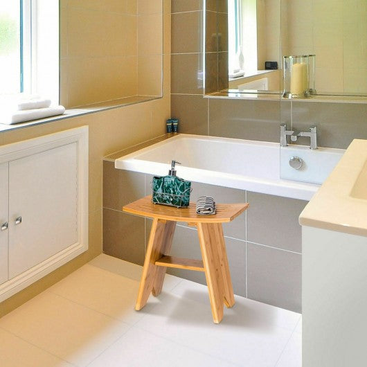 18" Bamboo Shower Stool Bench with Shelf