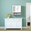 Bathroom Wall Mount Mirror Cabinet Organizer-White